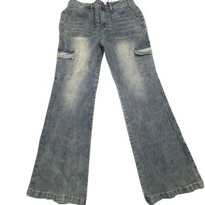 Fashion Nova NWT Cargo Pocket Jeans Women's Tagged Size 15 (34in. x 34in.) Flare